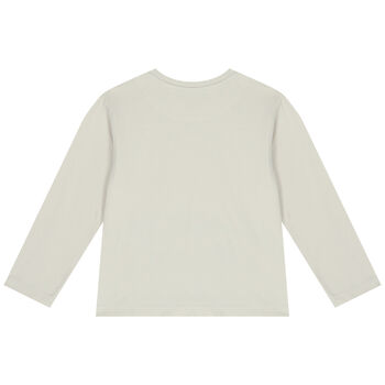 Boys White Race Car Long Sleeve Top